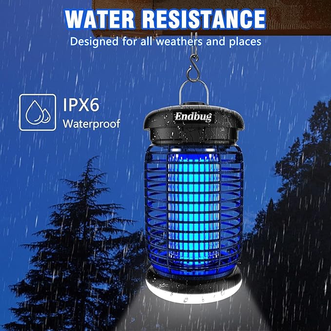 Endbug Bug Zapper, Bug Zapper Outdoor Indoor with LED Light, Electric Mosquito Zapper Fly Zapper, Waterproof Mosquito Killer Insect Zapper Fly Trap for Outside Patio Garden Backyard Home
