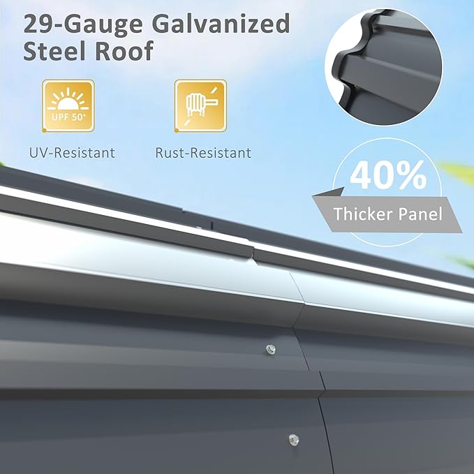 MUPATER Outdoor Carport, 12' x 20' Heavy Duty Canopy for Garage,Car Garage Shelter with Metal Roof and Frame for Car, and Boat, Grey