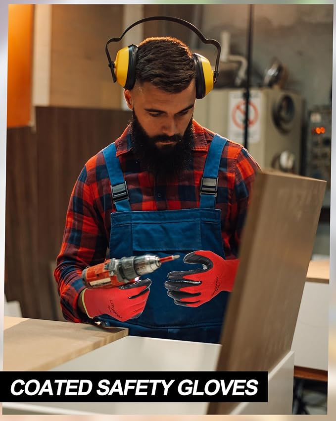 Maxcheck 54 Pairs PU Coated Gloves Bulk, Reusable Rubber Safety Gloves for Men Women Work Warehouse, Mechanic, Woodworking