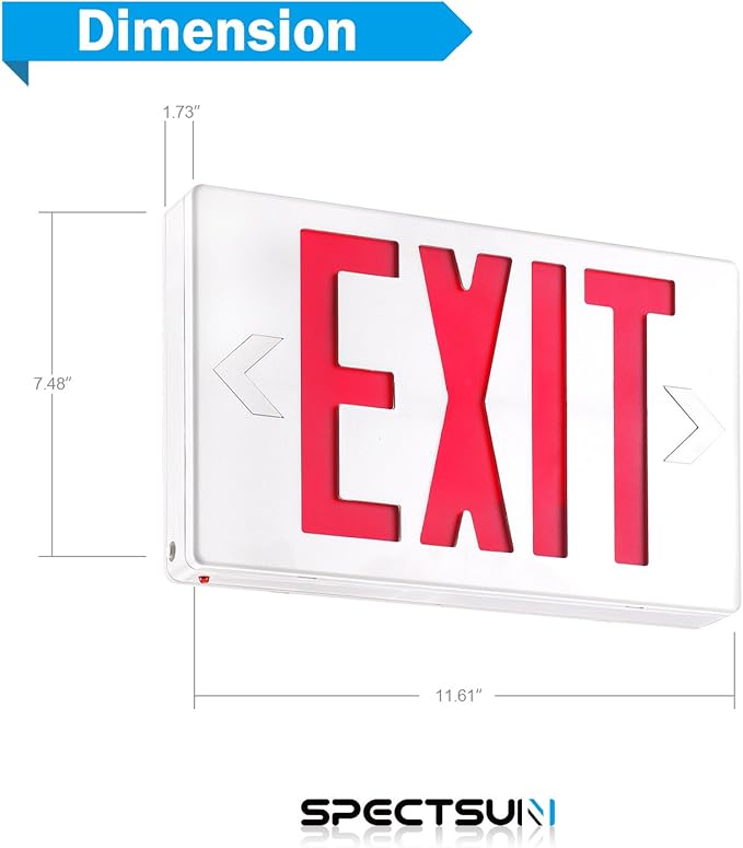 SPECTSUN 6 Packs Led Exit Sign with Battery Backup, Hradwired Red Exit Light LED - LED Exit Sign Emergency Light with Battery Backup, Double Face Hardwired Red Letter Emergency Exit Lighting,
