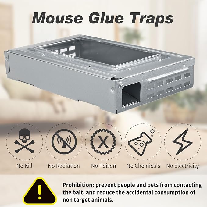 Qualirey 6 Pack Multi Catch Mice Trap Clear Top Humanized Mouse Trap Rodent for Indoor Outdoor Rat Control Pet and Security (Silver Color)
