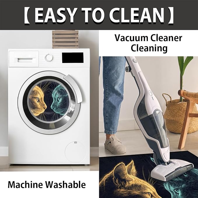 cfpolar Non-Slip Soft Half Round Door Mat, Cartoon Cat Animal Semicircle Mat for Indoor Entrance Garage Bath Living Room Patio 24 x 36 in