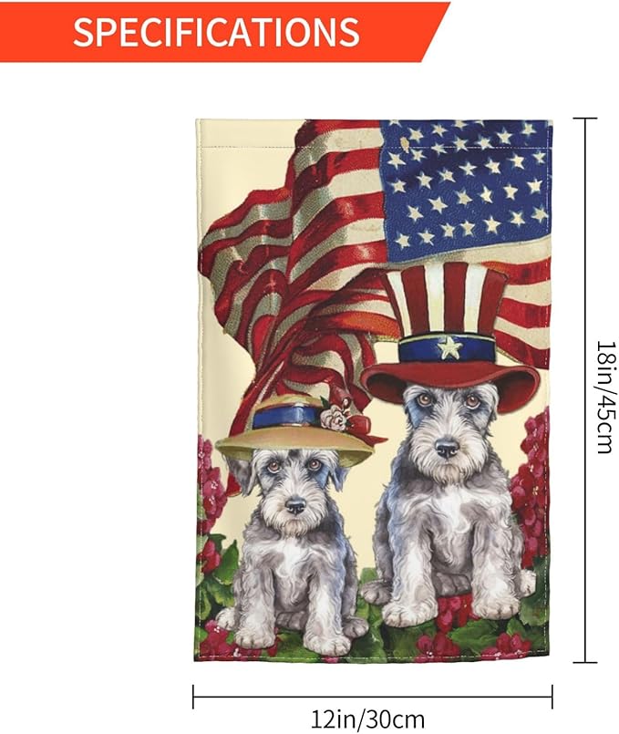 Schnauzer Independence Day Patriotic American Dog Garden Flag Welcome Party Outdoor Outside Decorations Picks Home House Garden Yard Decor 12x18 Inch
