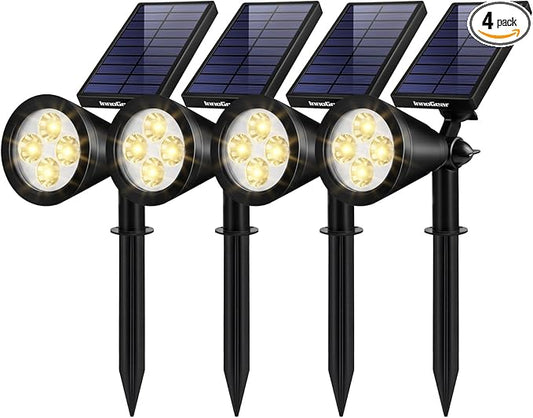 InnoGear Solar Lights Outdoor Waterproof Solar Garden Light for Outside Yard Landscape Lighting Pathway Spot Lights Spotlight Wall Light Auto On/Off, Pack of 4 (Warm White)
