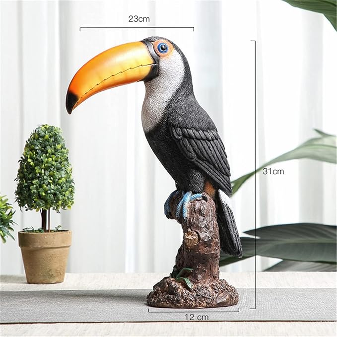 Toucan on Stump Statue Toucan Tree Hugger Garden Statues, Resin Toucan Lifelike Bird Sculptures for Patio Lawn Yard Home Decoration