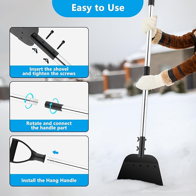 Heavy Duty Cleaning Shovel - Durable Snow Ice Dirt Scooper, All-Purpose Farm & Garden Tool with Ergonomic Grip - Effortless Debris Removal