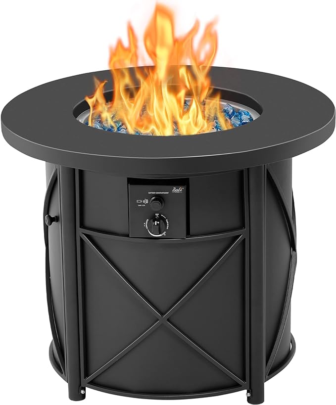 BALI OUTDOORS 50000 BTU Propane Fire Pit for Outdoor, 30 in Fire Pit Table Outdoor, Round Firepits for Outside Backyard, Patio