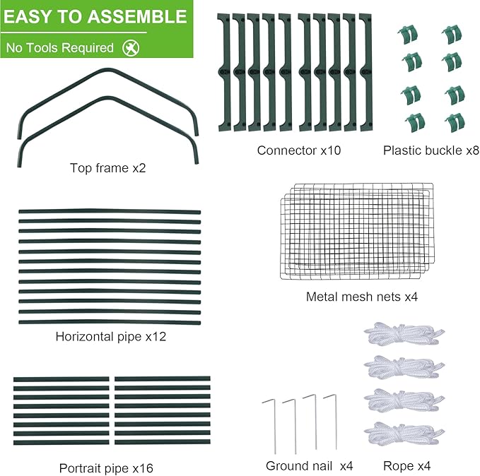 Oneness Mini 4-Tier Greenhouse, Indoor and Outdoor Reusable Portable Warm House with Green PVC Cover and Metal Shelf for Seeding in All Season, 29.5”W x 19.7”D x 62.2”H