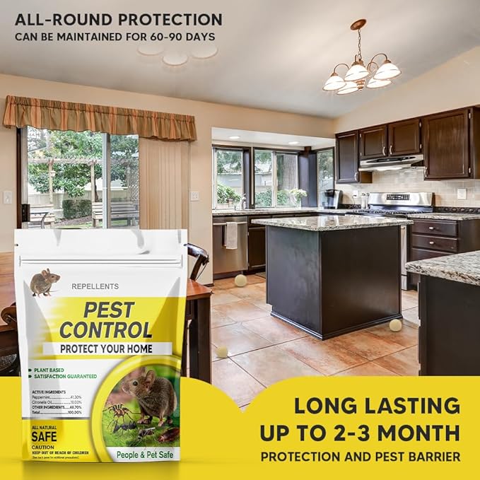 Pest Control, Mice Repellent Indoor, Rat Repellent, Mouse Repellent Outdoor, Long-Lasting Rodent Repellent Indoor, Repel Mice, Mouse, Rats, Ants, Roaches, Spiders, Moths & Other Pests-8P