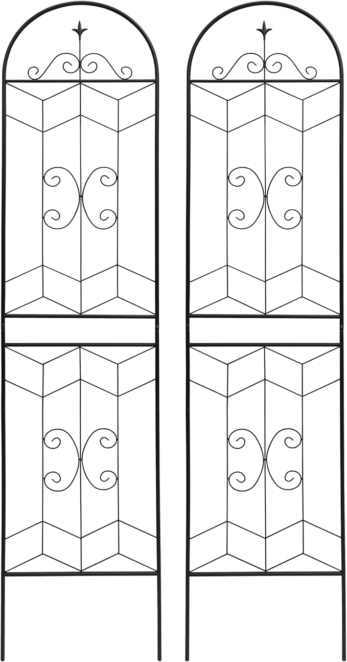 2 Pack 87x20in Garden Trellises with Black Metal Coating, Trellis for Climbing Plants Outdoor, Roses, Vines, Flowers, and Vegetables.