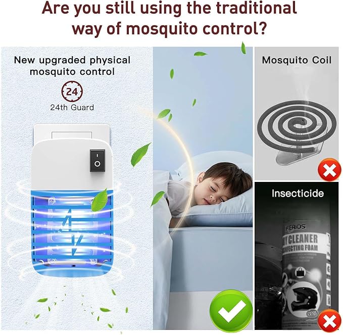 Bug Zapper Indoor, Fly Trap for Indoors, Electronic Mosquitoes Killer Mosquito Zapper with Blue Lights for Living Room, Home, Kitchen, Bedroom, Baby Room, Office(6 Packs)