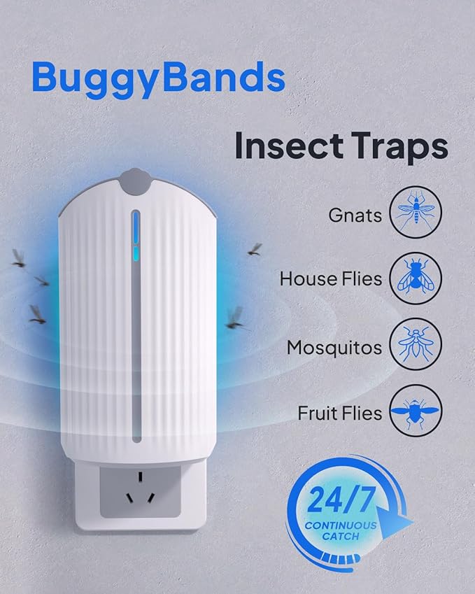 Flying Insect Trap, Fruit Fly Trap Plug in Indoor Bug Catcher with 8 Refill for Gnats, Moths, House & Fruit Flies - Refill Compatible with ZevoM364A/Max (2 Devices + 8 Refills)