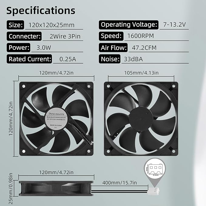4" Grow Tent Fan, Flexible Gooseneck Mount Fan with 5V to 12V USB Adapter Cable for Plants Growth Lights, Camping Tent, DIY Greenhouse Ventilation
