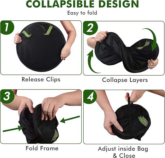 Herb Drying Rack Hanging Mesh 8 Layer 24" with Zipper, Garden Pruning Shear, Hook & Carabiner Clip for Drying Herbs, Plants, Seeds, Buds | Hydroponics & Grow Tents Herb Dryer Hanging Rack