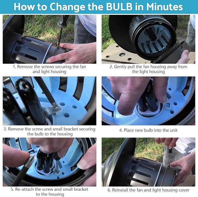 6 Packs Bug Zapper Replacement UV Bulbs 41050 Replacement Bulbs Compatible with DynaTrap Dt1050 Dt1100 Dt1250, 1/2 Acre Trap Bulb, 7w UV Light Ultraviolet Mosquito Killer Lamp