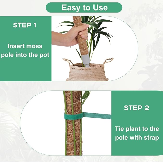 3 Pack Moss Pole, 30 Inch Monstera Plant Support， Moss Poles for Climbing Plants Indoor DIY, Coco Coir Plant Pole Moss Plant Stick Support Stake Kit for Potted Plants, Pothos, Philodendron