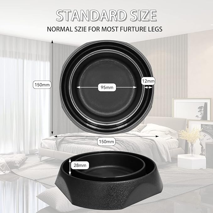 Bed Bug Interceptors with Anti Skid Pads | Bed Bug Trap | Bed Bug Traps and Detectors | Bed Bug Traps for Bed (Black - 12 Pcs)