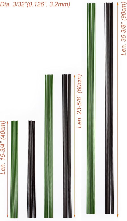 10-PCs 24" Plastic Coated Orchid Stakes for Plants Support, Bendable Orchid Support Stakes - Brown Long