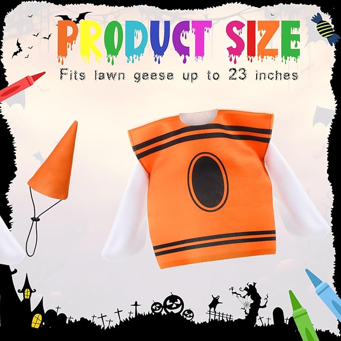 Geyoga Halloween Goose Crayon Costume Porch Goose Outfits 23" Fall Geese Clothes Classroom Lawn School Garden Patio Yard Outdoor Decorations(Orange,Crayon)