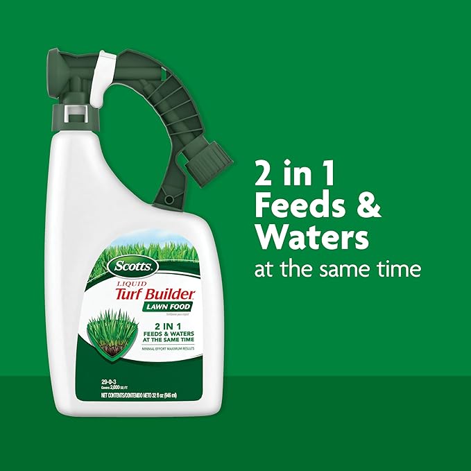 Scotts Liquid Turf Builder 2 Step Lawn-Care with Plus 2 Weed Control and Food, Liquid-Weed and Feed and Fertilizer, 32 oz.