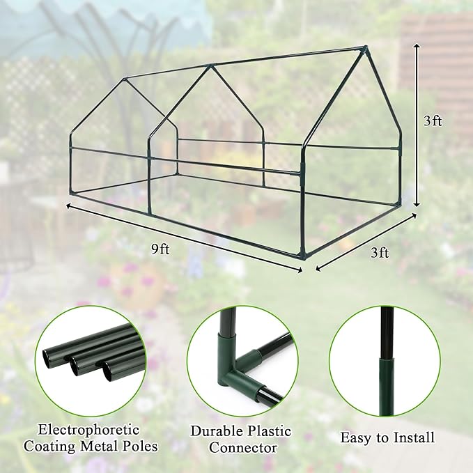 U'Artlines Portable Mini Greenhouse 9x3x3 Ft Small Greenhouse for Outdoors with Waterproof Pad, Little Green Houses Plant Cover Tent for Outside Garden Small Plants, Clear PVC