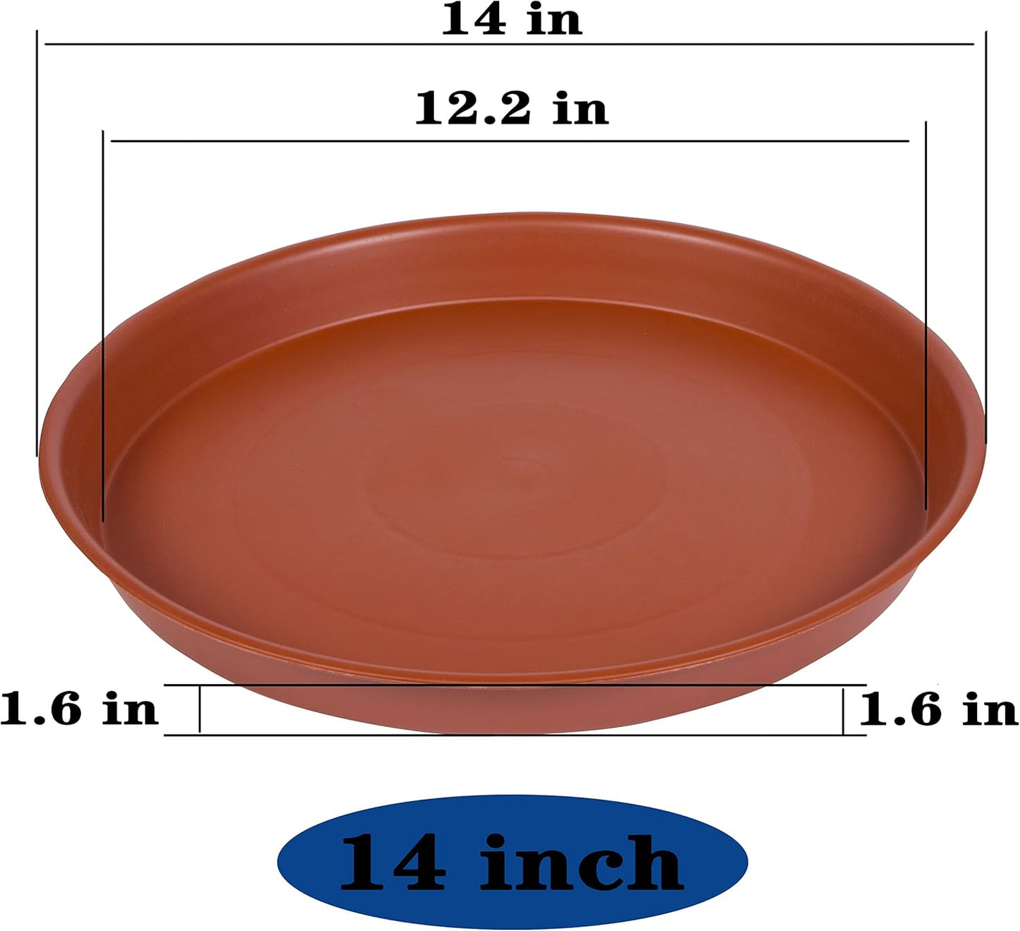 4 Pack Plant Saucer, 13 14 16 18 inch Heavy Duty Plastic Plant Saucer Round, Plant Tray for Pots, Flower Plant Saucers for Indoors, Plant Trays for Planter 12-15" (14 inch, Terracotta)