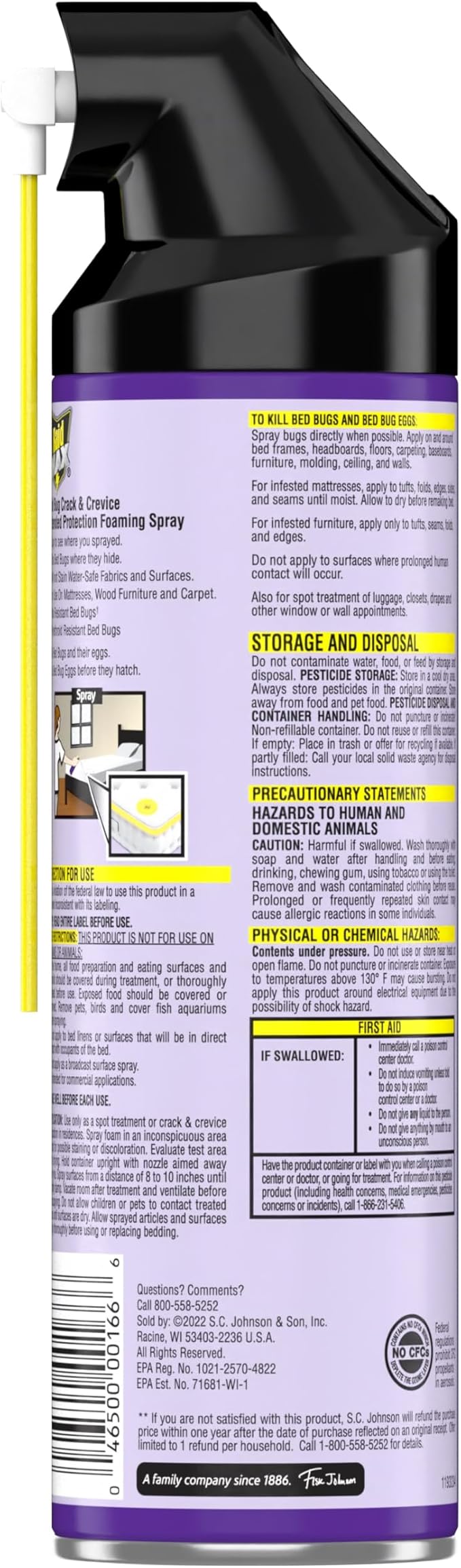 Raid Max Bed Bug Crack & Crevice Extended Protection Foaming Spray, Kills Bed Bugs for up to 8 weeks on Laminated Woods and Surfaces, 17.5 oz