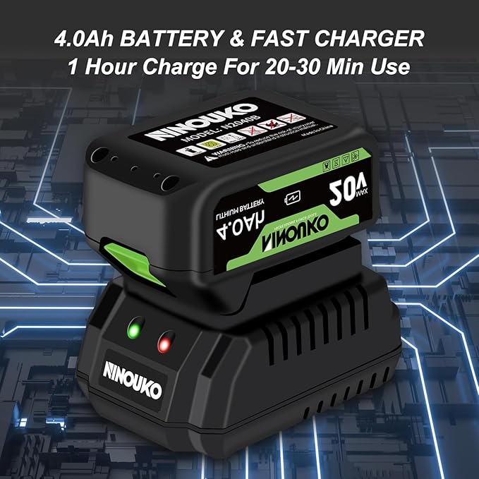 Leaf Blower Cordless, 20V Electric Cordless Leaf Blower with 4000mAh Battery and Charger, 2 Speed Modes, Lightweight Battery Powered Leaf Blowers for Lawn Care, Patio, Blowing Leaves and Snow