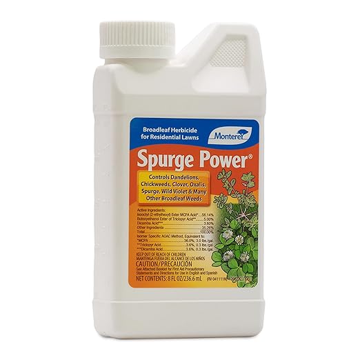 Monterey Spurge Power Selective Broadleaf Herbicide - Controls Dandelions, Chickweed, and Clover, 7oz