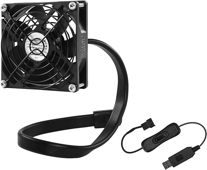 92mm 3.62" USB Cooling Fan 2000RPM with Flexible Gooseneck Holder and 5V to 12V USB Cable for Grow Tent, Desk, Camping, DIY Ventilation Cooling Project