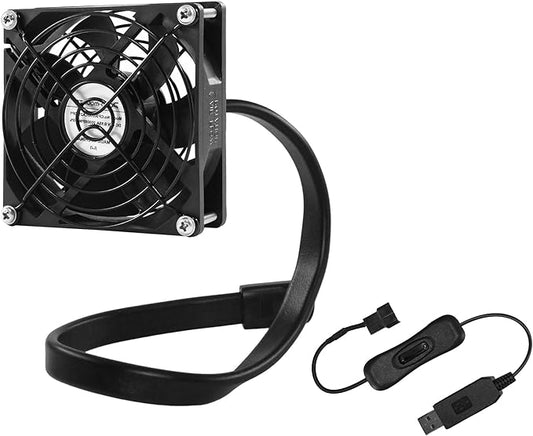 92mm 3.62" USB Cooling Fan 2000RPM with Flexible Gooseneck Holder and 5V to 12V USB Cable for Grow Tent, Desk, Camping, DIY Ventilation Cooling Project