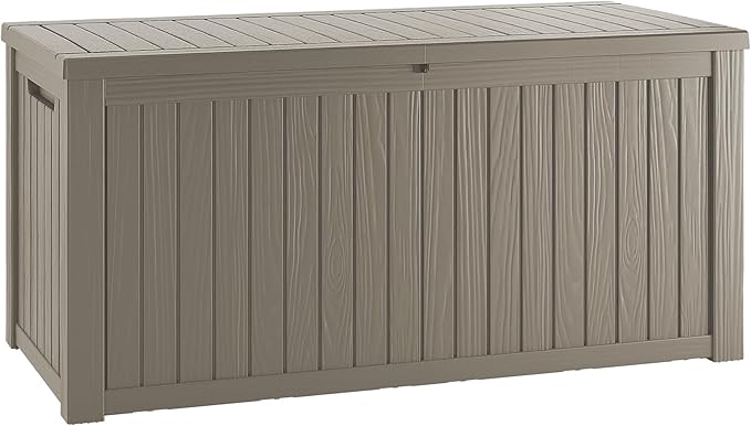 200GAL Brown Industrial - Grade Outdoor Deck Box with Lock Hole - Waterproof, SGS - Certified UV Protection, Built for Commercial Patio and Event Supply Storage, Quick Assembly