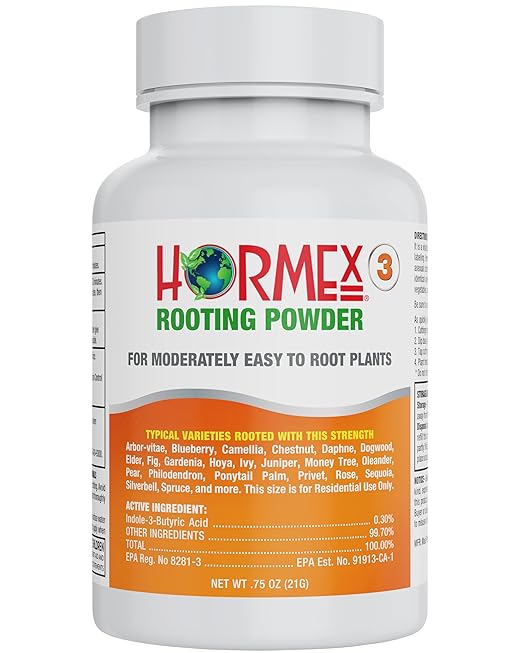 Hormex Rooting Powder #3 (0.30 IBA) - Rooting Hormone for Common Home & Garden Cuttings - Root Stimulator for Cloning - Strong Roots for Maximum Plant Propagation Success