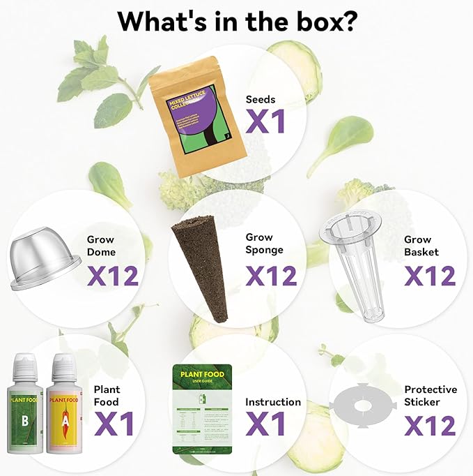 inbloom Salad Romaine Lettuce Seed Pod Kit for AeroGarden, Ahopegarden Hydroponics Growing System, 12-Pods (350+ Seeds, Include American Fast Lettuce, Parris Island Lettuce, Butter Lettuce)