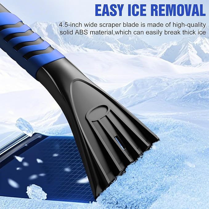 Nuovoware 60" Ice Scraper and Extendable Snow Brush for Car Windshield, 5 in 1 Adjustable Snow Removal Tools with 270° Pivoting Brush Head for Car Auto Truck SUV, Blue