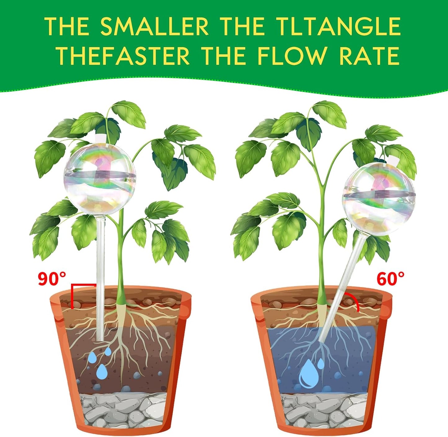 13 oz Up 2 Weeks Large Plant Watering Globes - Self Watering Bulbs for Indoor & Outdoor Plants, Glass Water Globes, Slow Watering for Plants While Away, Self Watering Planter Insert 4 Pack