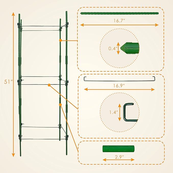 Gardzen Multi-use Tomato Cage Plants Support, Trellis Climbing Cage Stand for Pepper Eggplant Tomato Flowers
