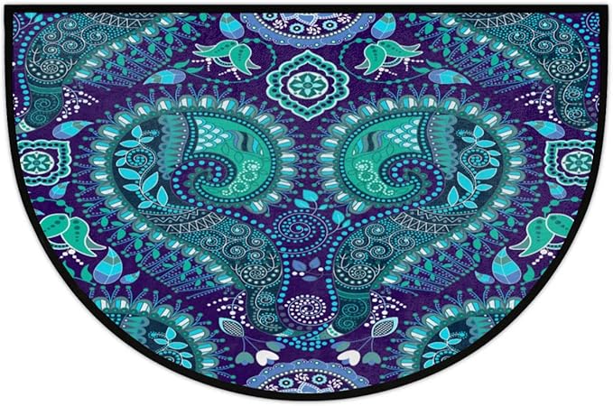cfpolar Half Round Door Mat, Ocean Boho Semicircle Door Mats, Non Slip Area Rug Soft Doormat for Front Door Indoor Entrance Welcome Mat for Garage Patio Home Decor 24 x 36 in