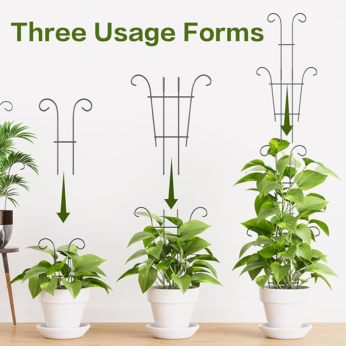 Larger 23.6in Taller Plant Trellis for Climbing Plants Indoor, 4 Pack Metal Garden Trellis for Potted Plants, Rustproof, Larger, Sturdy Climbing Plant Support for Indoor & Outdoor Houseplants