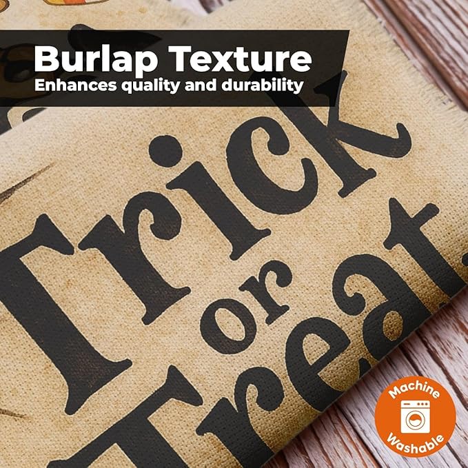 Skeleton Dachshund Dog Halloween Garden Flag – Trick or Treat Pumpkin Yard Flag 12x18, Double Sided Burlap Outdoor Decoration