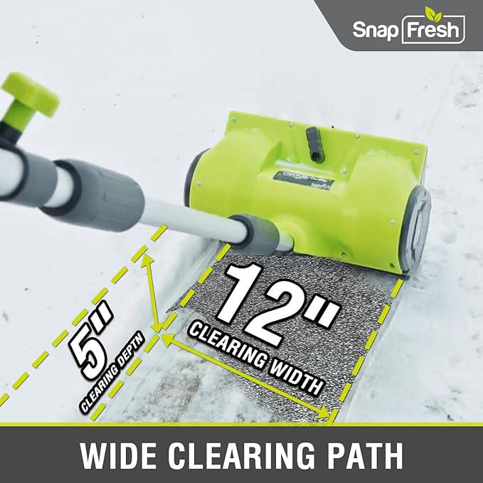 SnapFresh 20V Cordless Snow Shovel, 12” Electric Snow Thrower Kit w/Adjustable Handle & Directional Plate, Lightweight Battery-Powered Snow Blower for Driveway, 4.0Ah Battery & Fast Charger Included