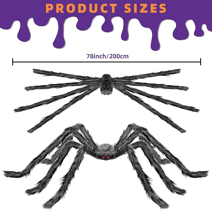 Halloween Decorations Outdoor and Indoor,78" Giant Spider Decorations,Scary Large Spider Props for Yard Lawn,Halloween Party Decorations,Haunted House Decor,Sliver