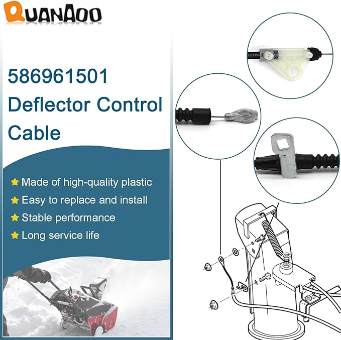 Deflector Control Cable 586961501 for Husqvarna Craftsman Poulan Jonsered Snowblower fits Husqvarna ST224 ST227P ST230P Snow Blower