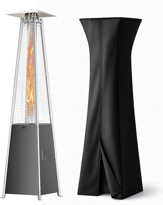 Pyramid Patio Heater, 48000 BTU Fast Heating Outdoor Propane Heater for Wide Area with Wheels & Weatherproof Cover, Triple Protection System for Patio, Yard, Pool, Garden