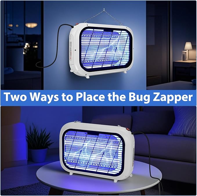 Bug Zapper Indoor, Upgrade 20W High-Voltage Dual Grid Electric Mosquito Zapper with 2 Replacement Bulbs, Fruit Fly Moth Gnat Traps Mosquito Killer for Home & Indoors Use