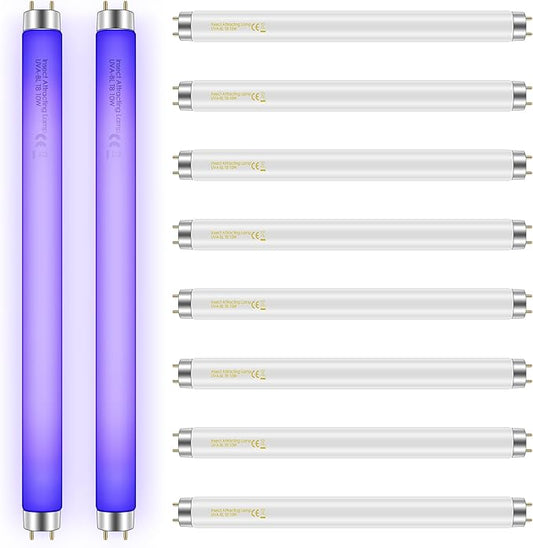 Qualirey 10 Pack Bug Zapper Replacement Light Bulbs 10W for 20W Indoor Bug Zapper, BL T8 F10W 13Inch Light Tube Compatible with Aspectek, Liba, Micnaron, Lulu Home and Other 20W Mosquito Lamp