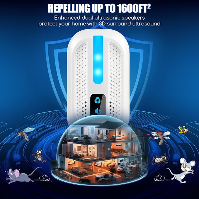 6 Packs Upgraded Ultrasonic Pest Repeller Indoor- Ultrasonic Mouse Repeller Rodent Repellent Ultrasonic Plug in Ant Repellent for Roach, Bugs, Mice, Spider, Electronic Rodent Repellent Devices