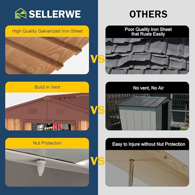 Outdoor Storage Sheds 10X8X6 FT Metal Shed with Sliding Door and Air Vents for Garden, Backyard, and Patio