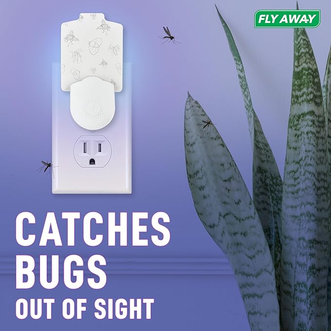 2 Pack UV Light Insect Trap with 6 Sticky Refills – Indoor Plug-in Bug Zapper for Fruit Flies, Gnats, Mosquitoes – Silent, Non-Toxic Pest Control – 395nm UV Light for Maximum Attraction