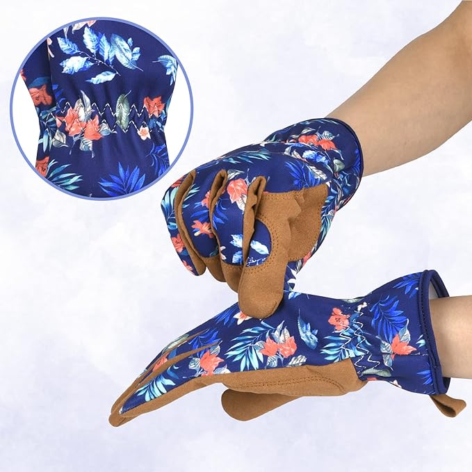 Womens Gardening Weeding Working Gloves, Leather Garden Glove for Women Thorn Proof No Stab for Digging, Planting,Pruning